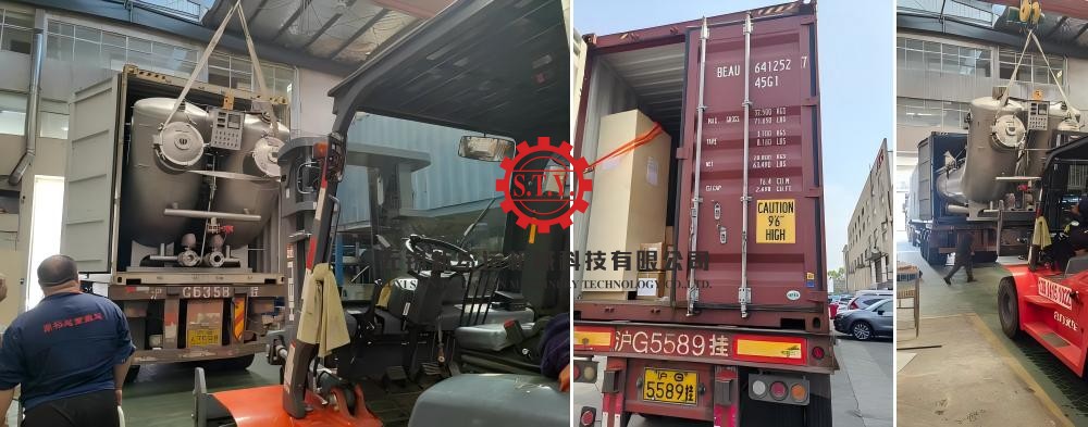 loading fabric dyeing equipment into container