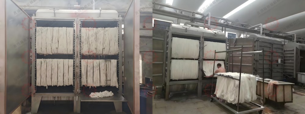 Loaded hank yarn inside cabinet type hank dyeing machine