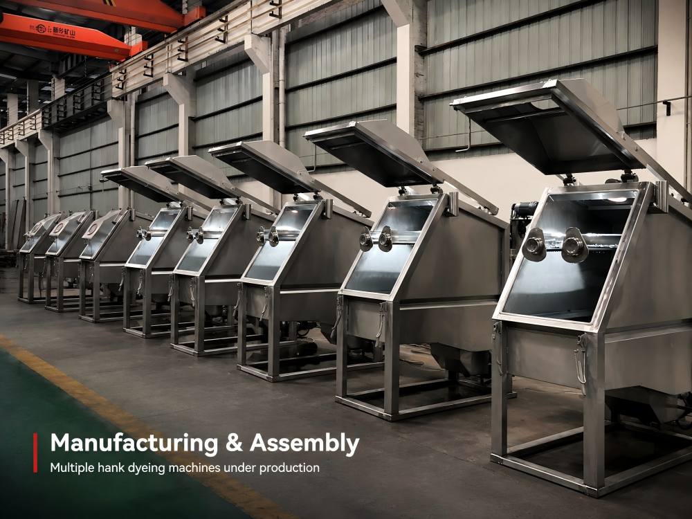 Hank dyeing machine manufacturing and assembly workshop
