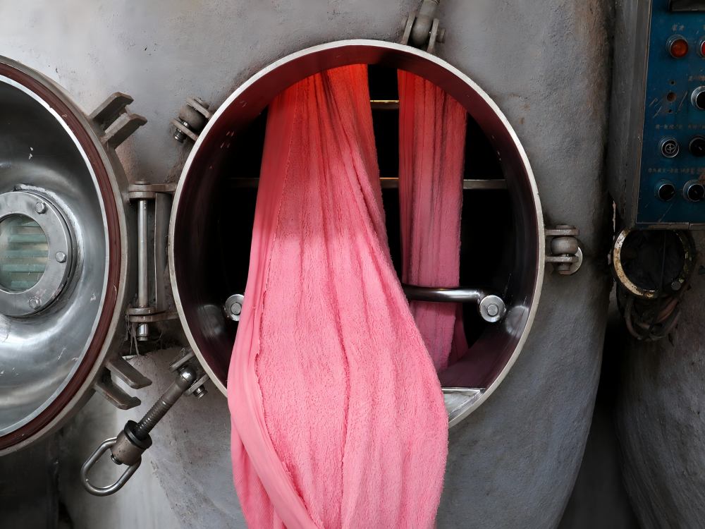 Fabric running test inside middle sample fabric dyeing machine
