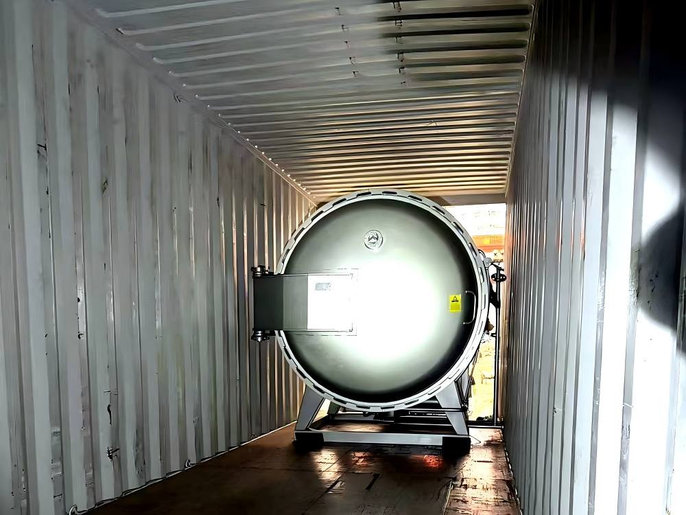 High temperature hank yarn dyeing machine placed inside container for India shipment