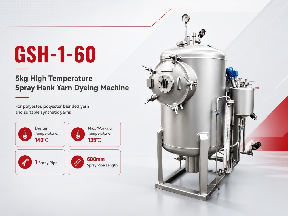 GSH-1-60 5kg high temperature spray hank yarn dyeing machine for polyester blended yarn