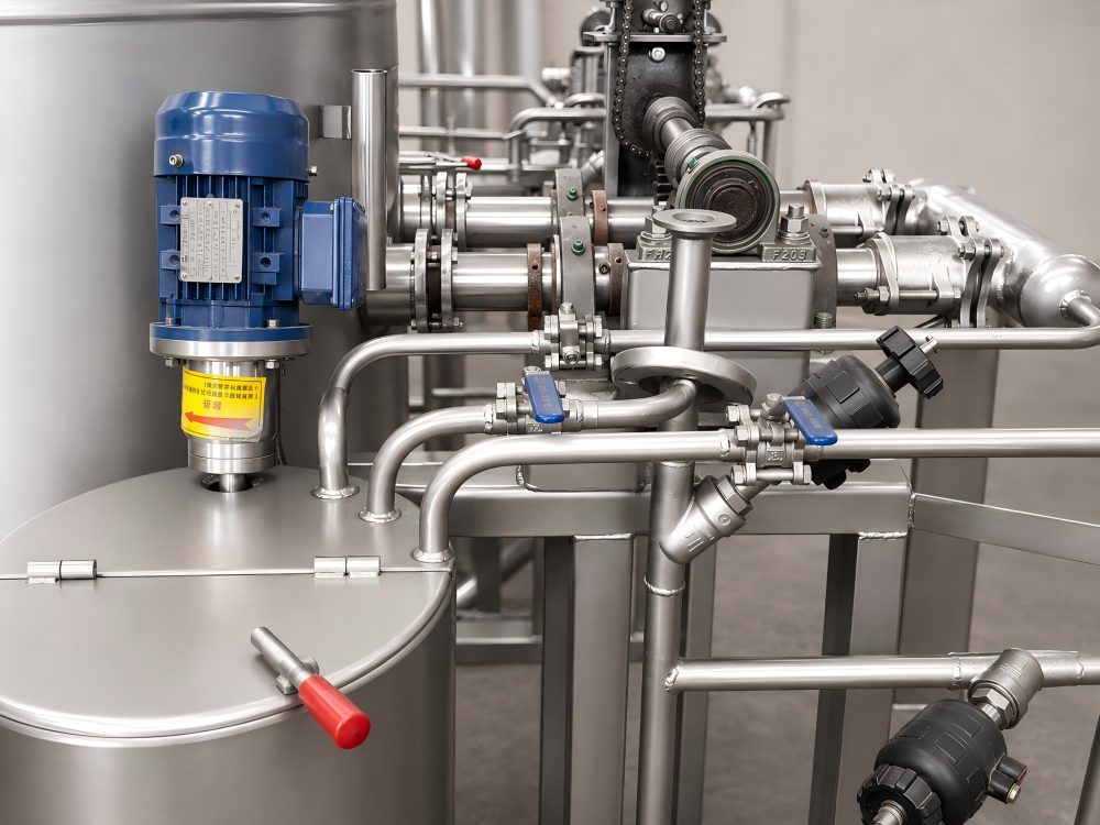Piping valves and motor detail of GSH-2-60 hank dyeing machine