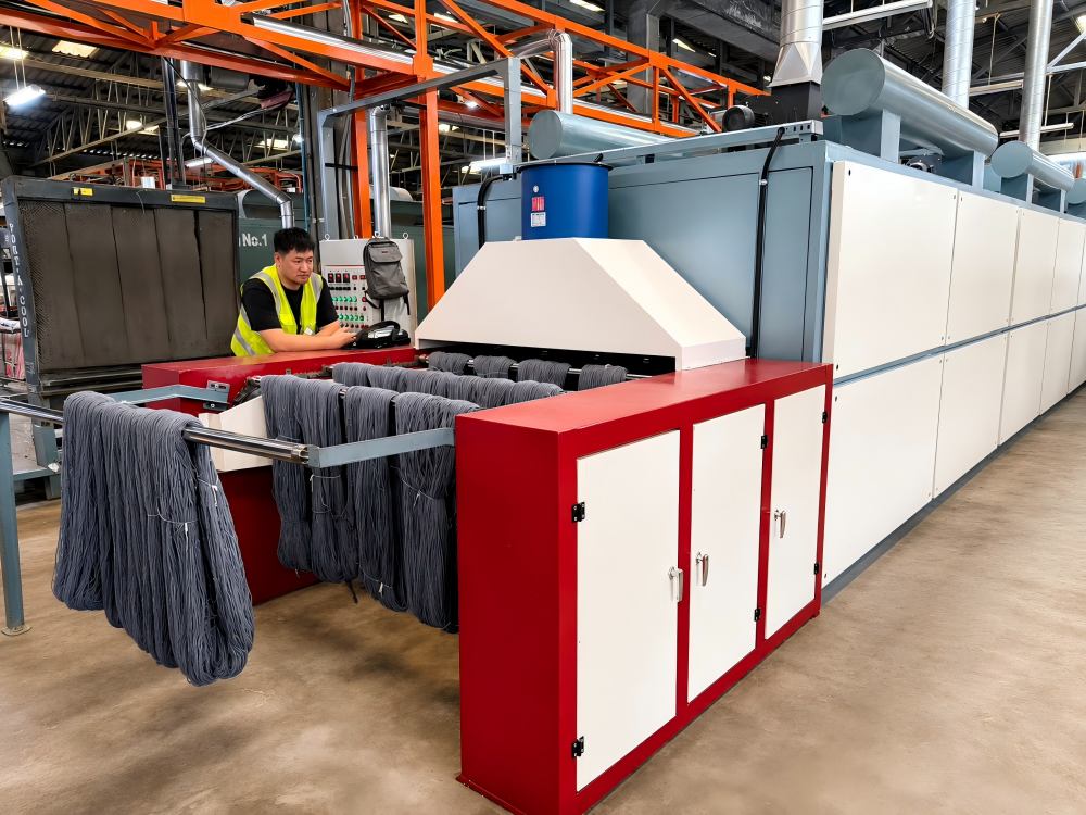 DC-6 continuous hank yarn dryer installation and commissioning at customer factory in Thailand